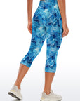 Abstract watercolor blue water ripples capris