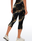 Universe galaxy abstract design of golden waves capris