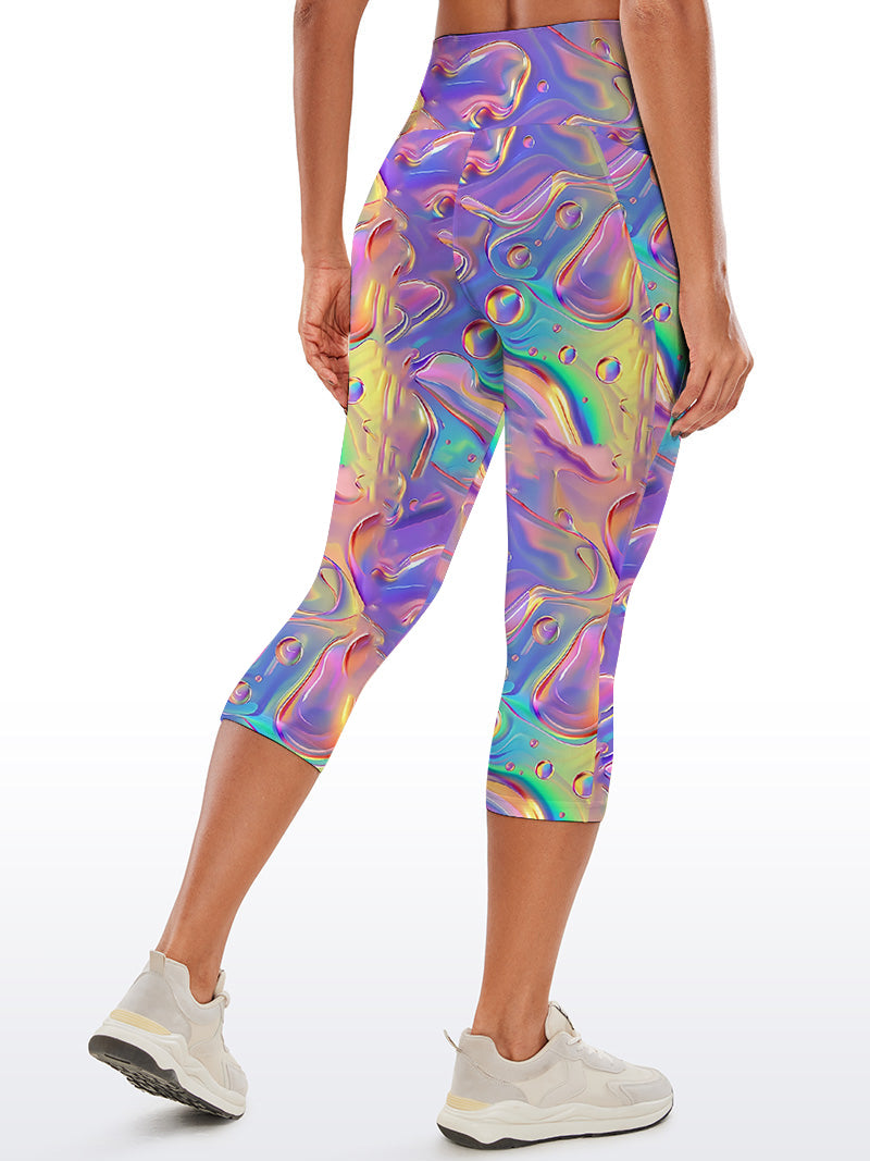 Colorful holographic abstract wavy water ripples capris