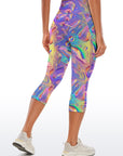 Colorful holographic abstract wavy water ripples capris