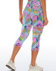 Botanical colorful tropic leaves capris