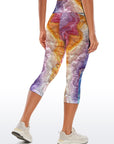 Colorful gradient marble gilt water ripple capris