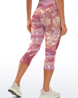 Pink water ripple gold glitter capris