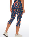 Halloween pumpkin broom dark blue capris