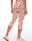 Fruit cherry pink white grid capris