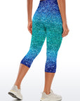 Blue light glitter gradient capris