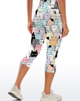 Animal cartoon colorful cat head capris