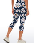 Flower white plumeria yoga capris