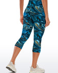 Blue and golden marble liquid water ripple capris