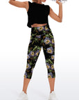 Violets flower embroidery seamless pattern capris