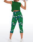 Animal watercolor green butterfly capris