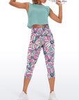 Flower multicolor daisy collage capris