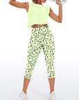 Funny smile dope faces seamless green capris