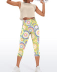 Colorful circular floral print capris