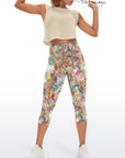 Botanical multicolor leaves capris