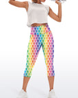 Colorful feather print capris