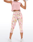 Botanical pink palm trees capris