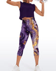 Abstract purple gilt water ripples with butterfly capris