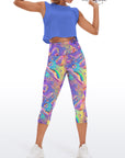 Colorful holographic abstract wavy water ripples capris