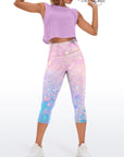 Rainbow shiny pink and blue gradient capris