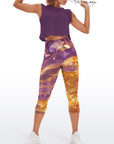 Water ripples with gold sunshine and purple captured capris