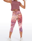 Pink water ripple gold glitter capris