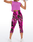 Tie dye pink and green psychedelic colored water ripple capris