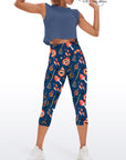 Halloween pumpkin broom dark blue capris