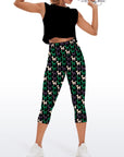 Animal chihuahua silhouettes doodle green and white capris