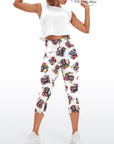 Skull with flowers and butterfly capris