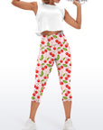 Fruit cherry pink white grid capris