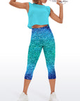 Blue light glitter gradient capris