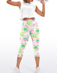 Colorful green pink tie dye seamless capris