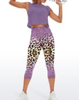 Animal leopard purple glitter capris