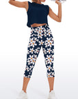 Flower white plumeria yoga capris