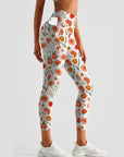 Flower tulip blomming flower orange yoga leggings