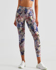 Flower magnolia peonies patchwork leggings