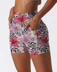 Flower pink tropical hibiscus shorts