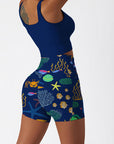 Ocean marine life coral dark blue shorts