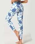 Ocean turtle blue pearl shell leggings