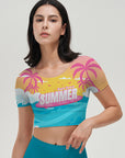 Hawaii seaside summer letter print short sleeves