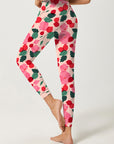 Fruit pomegranates pink watercolor leggings