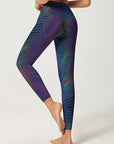 Colorful line printed technical yoga leggings