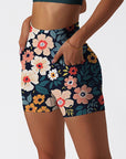 Flower big and small flower dark shorts