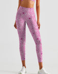 Love Flow in love abstract heart shape pink Leggings