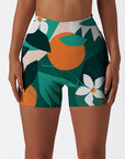 Botanical monstera leaf flower shorts