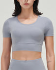 Basic naked round neck fitness yoga short sleeves