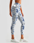 Animal tiger blue wild plants leggings