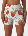 Cartoon french fries pattern print shorts