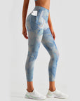 Gilt blue marble water ripple leggings